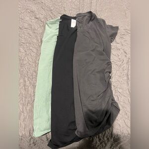 Lot of Three Maternity T-Shirts in Black, Gray, and Green